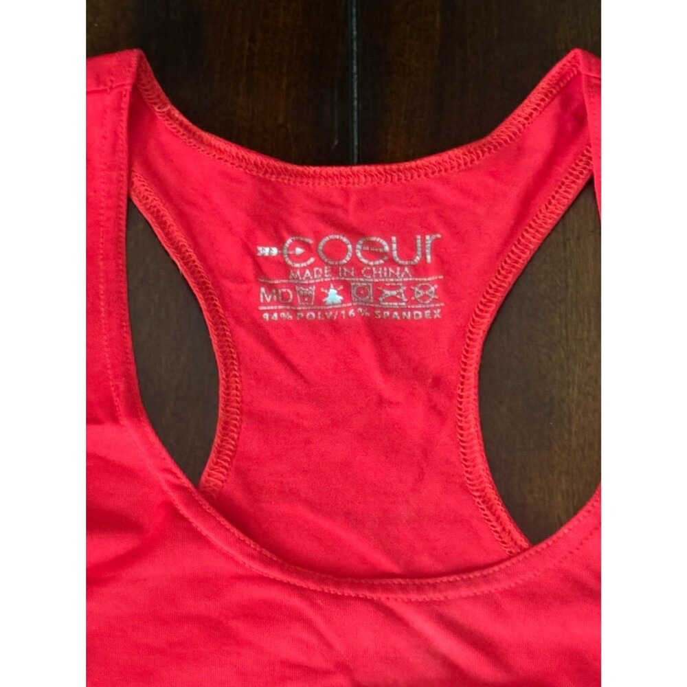 Coeur Racerback Running Tank Top - Red Medium - Picture 3 of 7